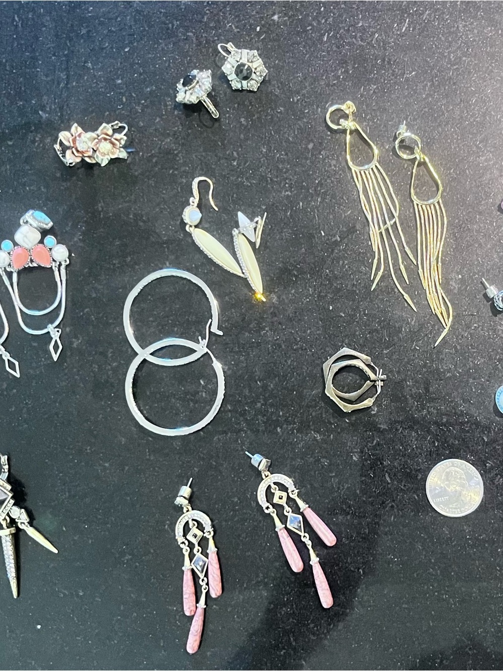 Chloe + Isabel Pink Stone Dangle Earrings with Silver Accents